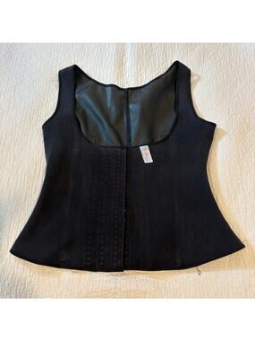 ANN MICHELL Columbian Shapewear Waist Trainer Vest Blk Sz US 3XL Latex 3 Hooks